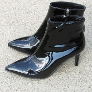 Black Patent Leather Style Ankle Booties